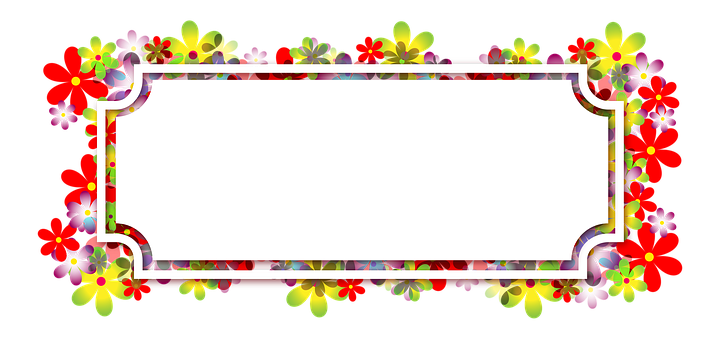 Floral Frame Black Background PNG with transparent background