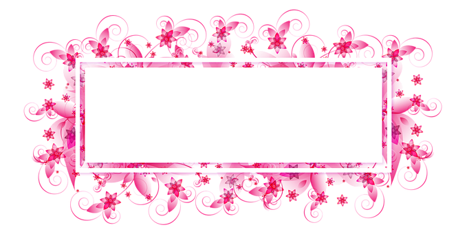 Floral Frame Black Pink Background PNG with transparent background