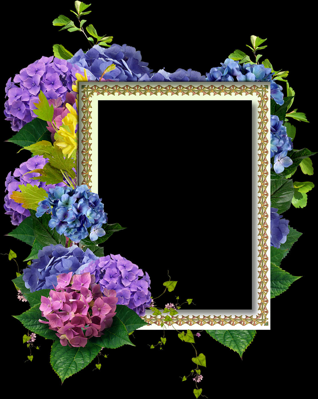 Floral Frame Design Hydrangeas