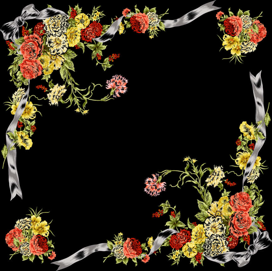 Floral_ Frame_on_ Black_ Background_ Vector