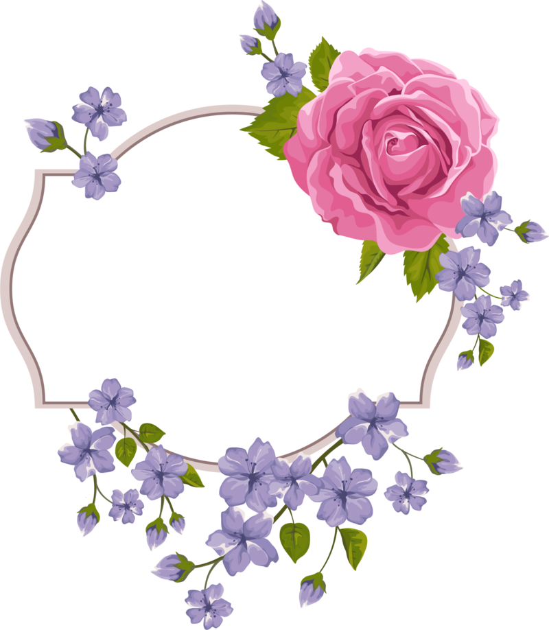 Floral Framewith Lavenderand Rose PNG with transparent background