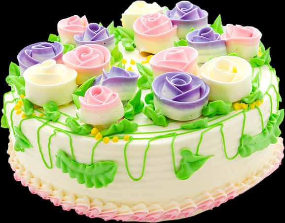 Floral Frosting Celebration Cake PNG with transparent background