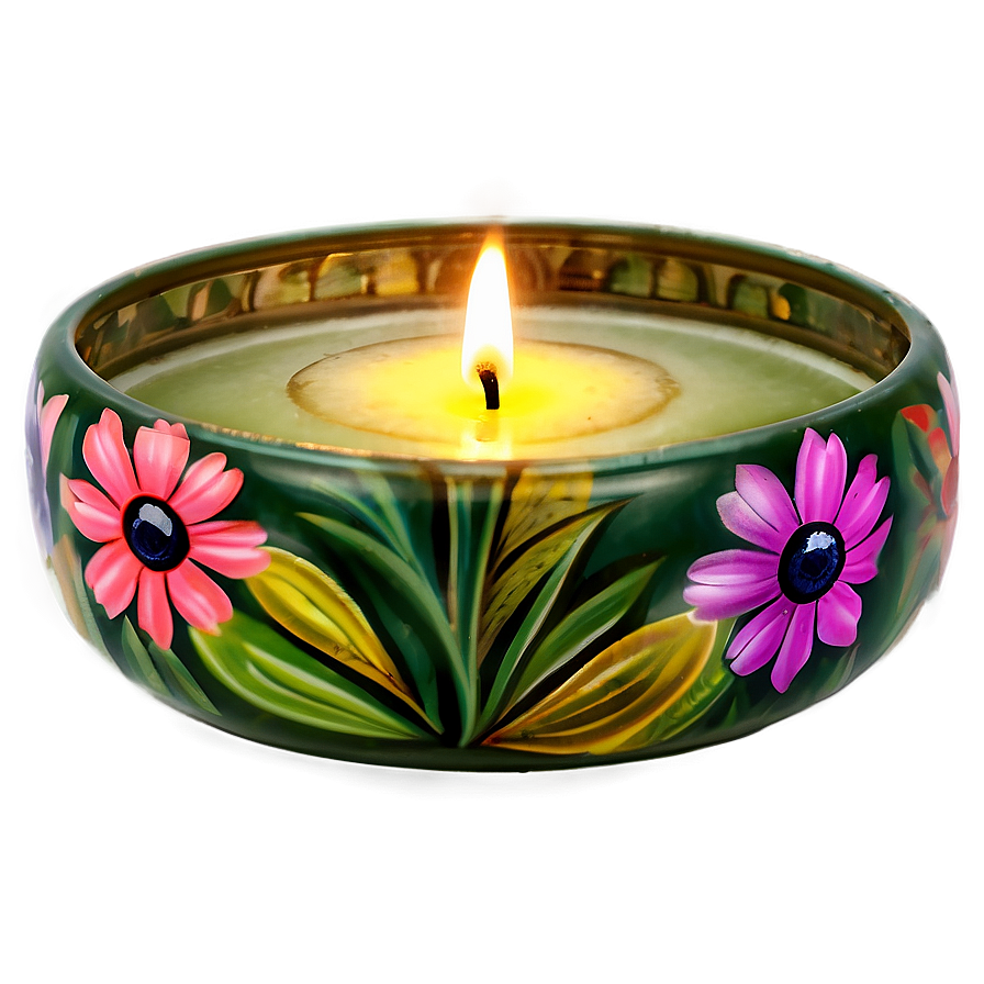 Floral Garden Candle PNG etp PNG with transparent background