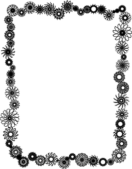 Floral Geometric Black Border Design PNG with transparent background