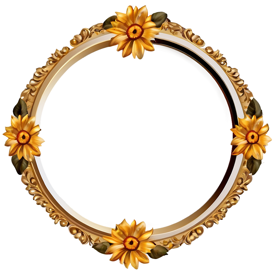 Floral Gold Circle Frame PNG kjj28 PNG image with a transparent background, free high-resolution download