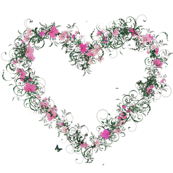 Floral Heart Design Black Background PNG with transparent background