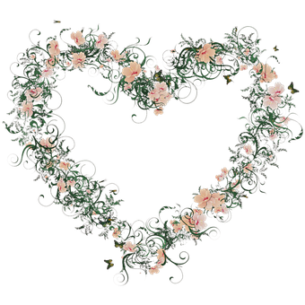 Floral Heart Designon Black Background