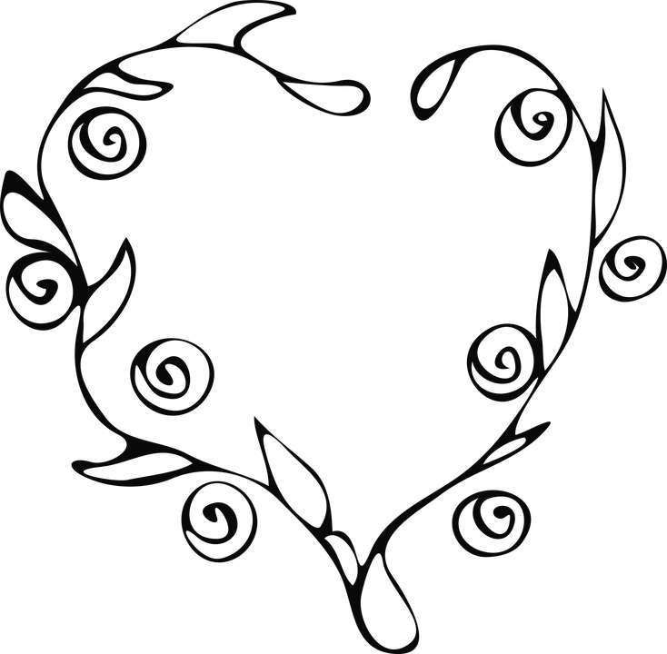 Floral Heart Outline Vector