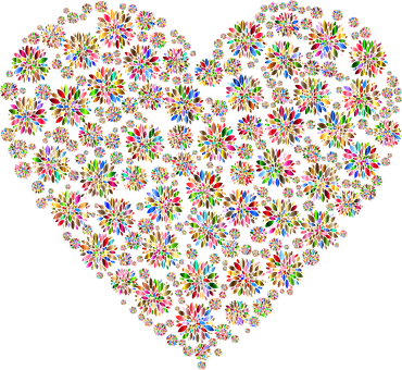 Floral Heart Pattern Black Background