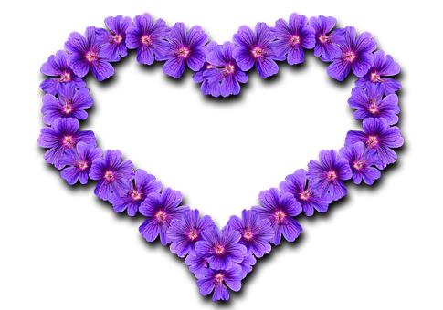 Floral Heart Shape Purple Flowers