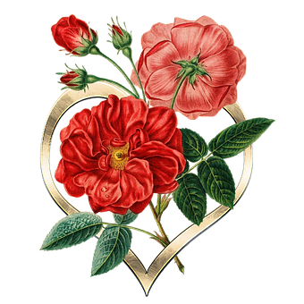 Floral Heart Vintage Illustration