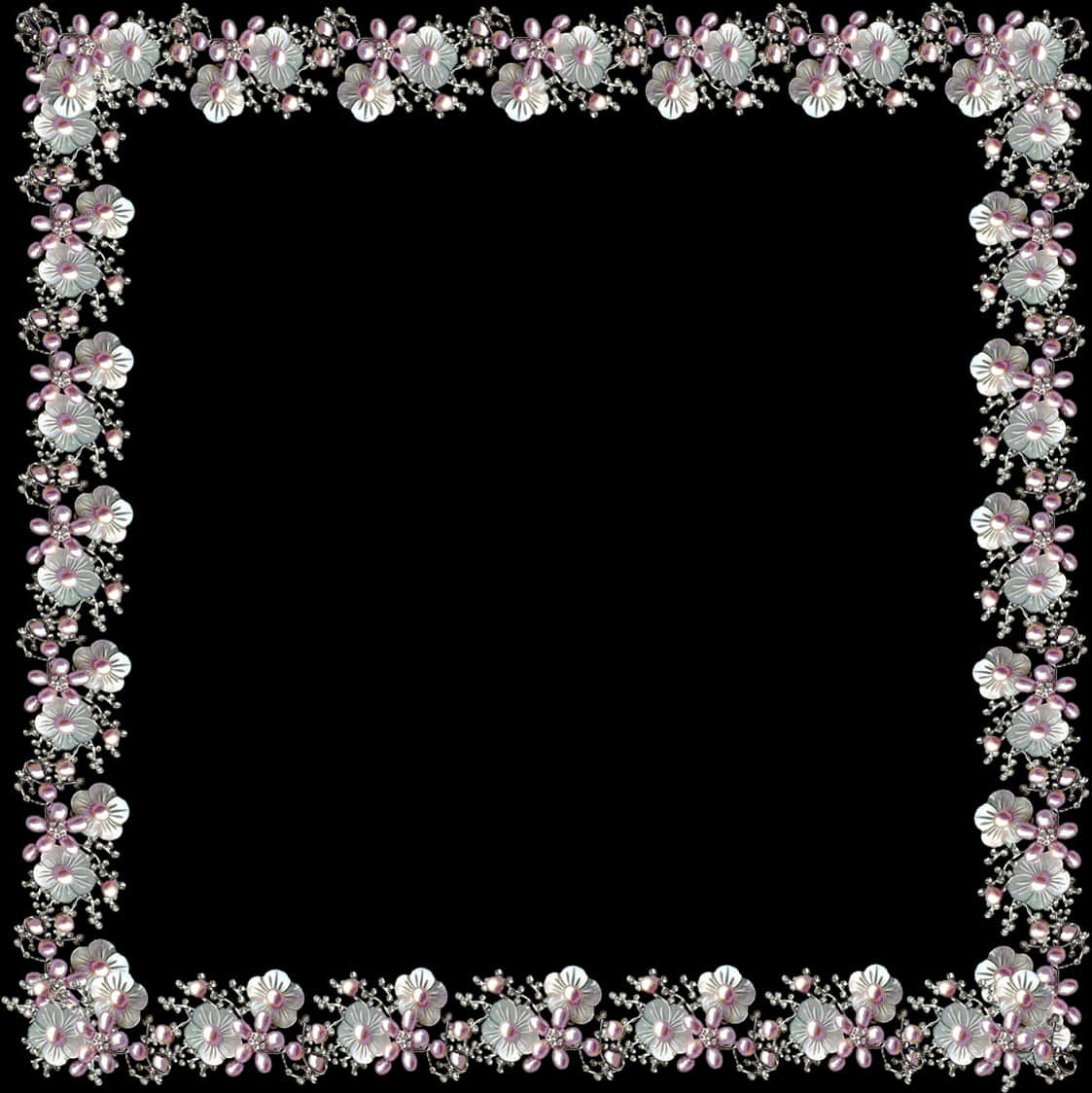 Floral Lace Border Design PNG with transparent background