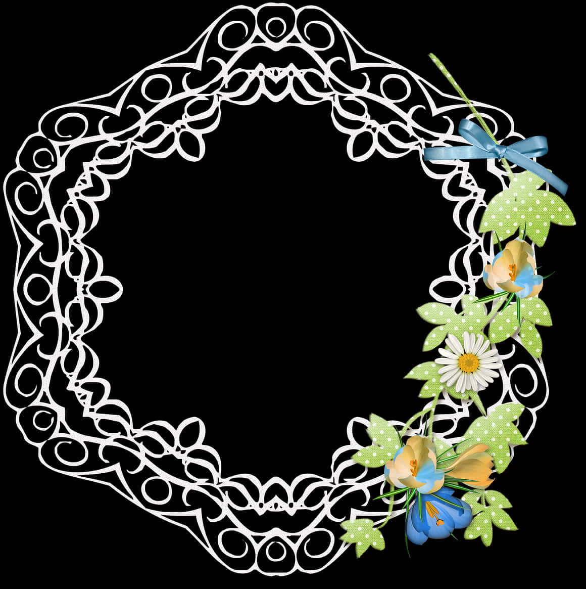 Floral Lace Frame Design PNG with transparent background