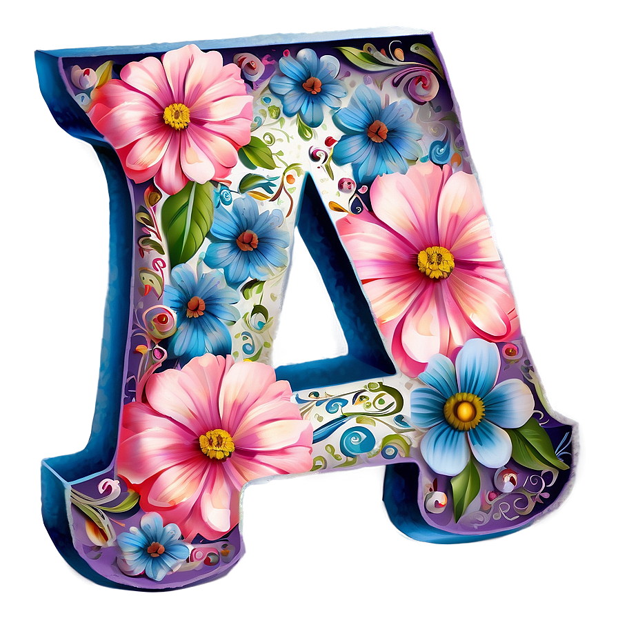 Floral Letter A Illustration Png Uva92