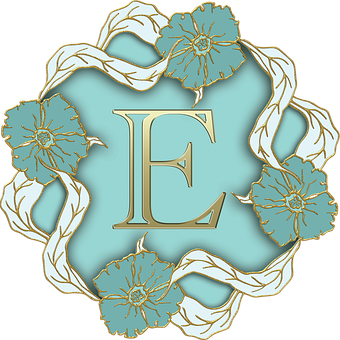 Floral Letter E Design PNG with transparent background