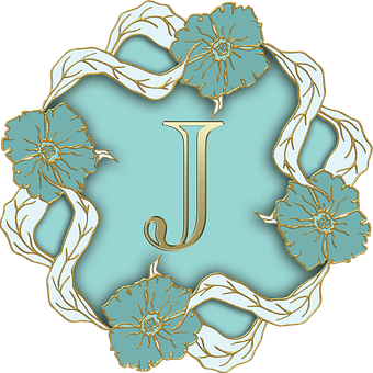 Floral Letter J Design PNG with transparent background