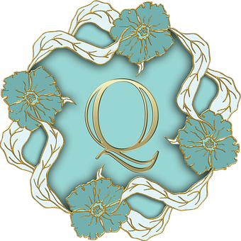Floral Letter Q Design PNG with transparent background