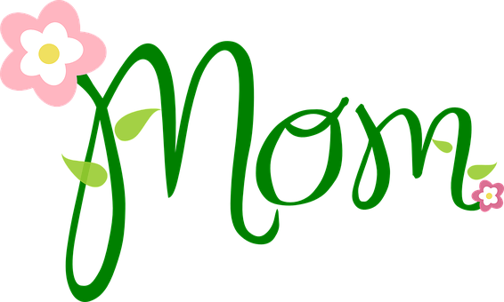 Floral_ Mom_ Text_ Graphic PNG with transparent background
