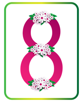 Floral_ Number_ Eight_ Graphic PNG with transparent background