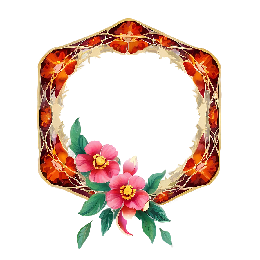 Floral Octagon Frame Png Ihc