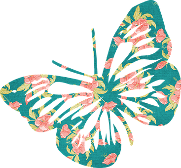 Floral Pattern Butterfly Art PNG with transparent background
