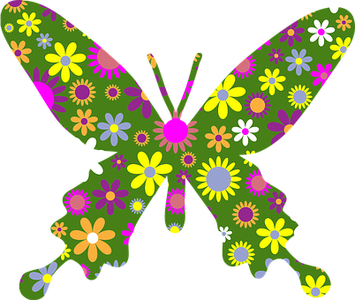 Floral Pattern Butterfly PNG with transparent background