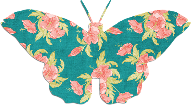 Floral Pattern Butterfly Illustration PNG with transparent background