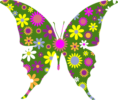 Floral Pattern Butterfly PNG with transparent background