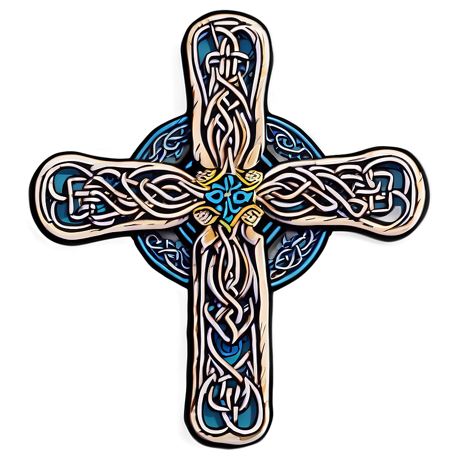 Floral Patterned Celtic Cross Png 06212024