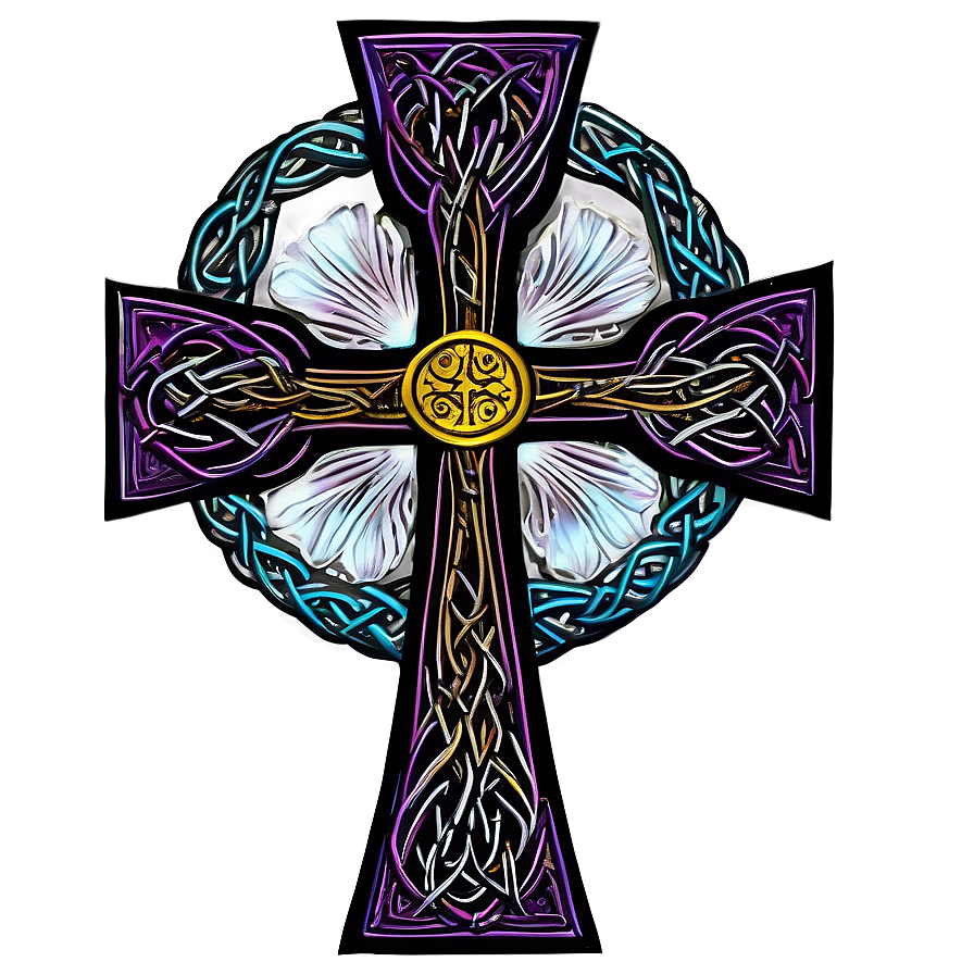 Floral Patterned Celtic Cross Png Agq