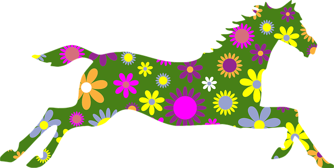 Floral Patterned Horse Silhouette PNG with transparent background