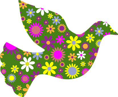 Floral Patterned Retro Dove PNG with transparent background