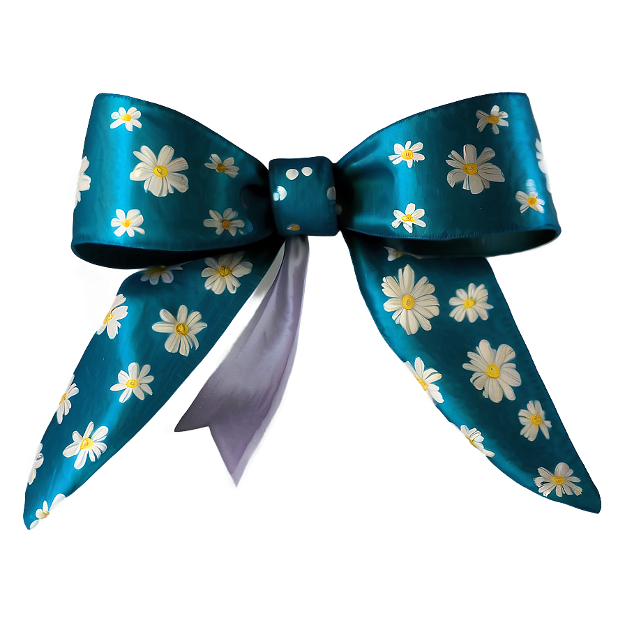 Floral Patterned Teal Ribbon Png Fcc61