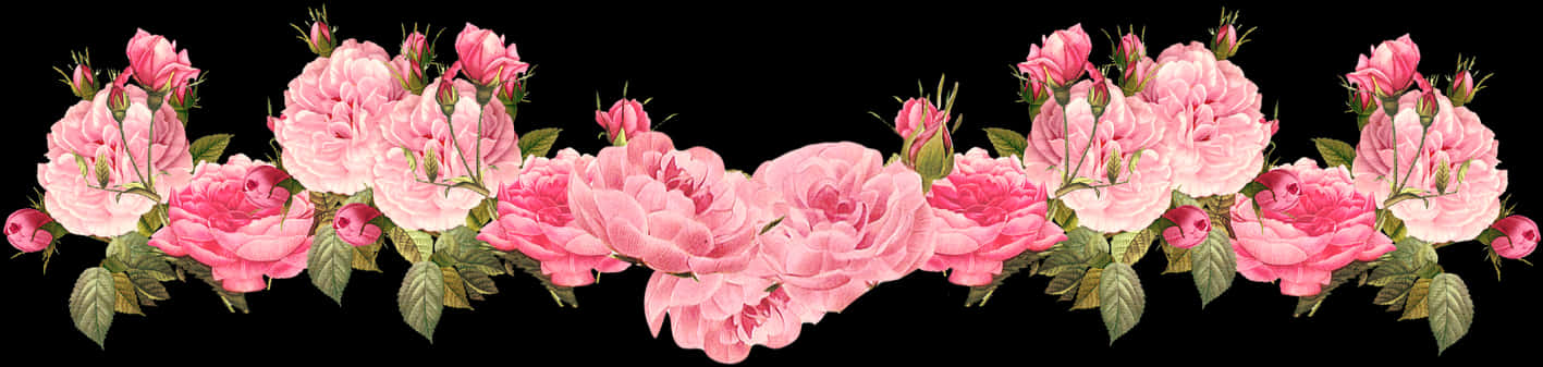 Floral Pink Roses Border