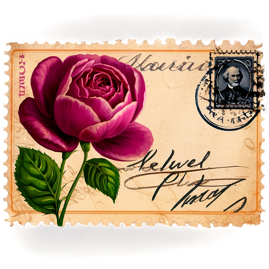 Floral Postcard Stamp Png 06272024