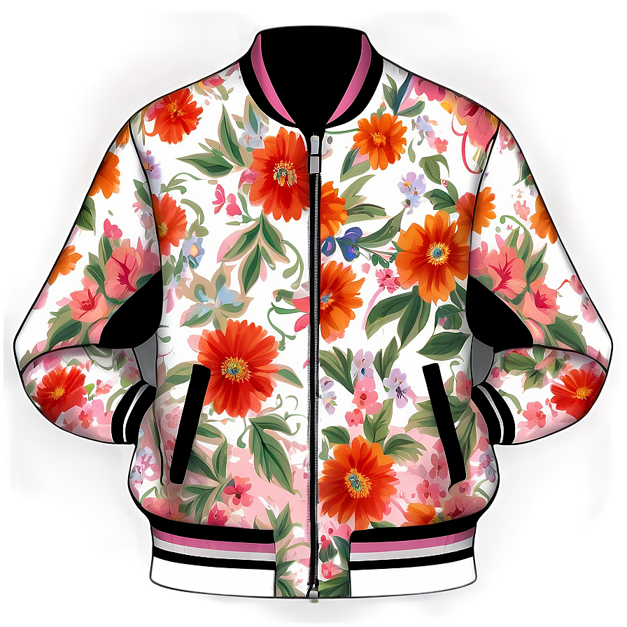 Floral Print Bomber Jacket Png Frr