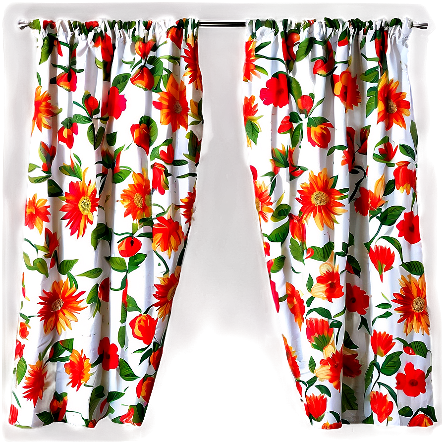 Floral Print Curtain PNG 05252024 PNG image with a transparent background, free high-resolution download