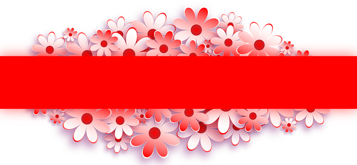 Floral Red Banner Background PNG with transparent background