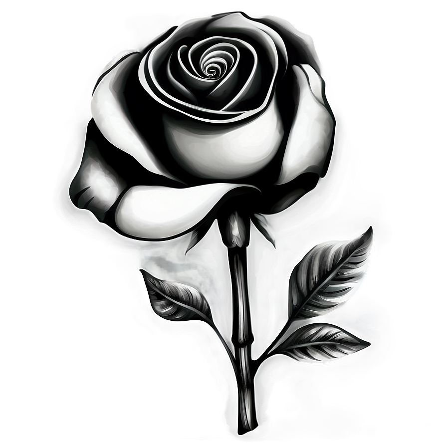 Floral Rose Black And White Png 06132024