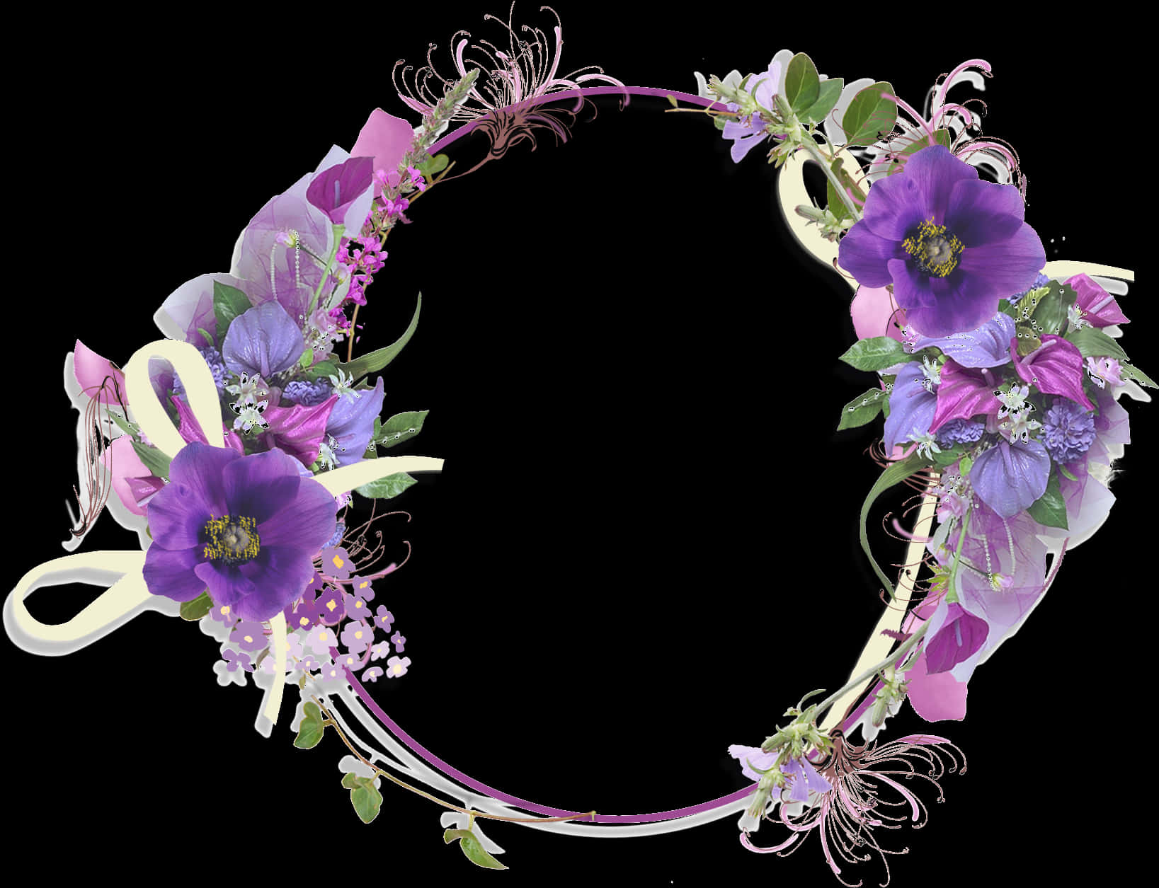 Floral Round Frame Design