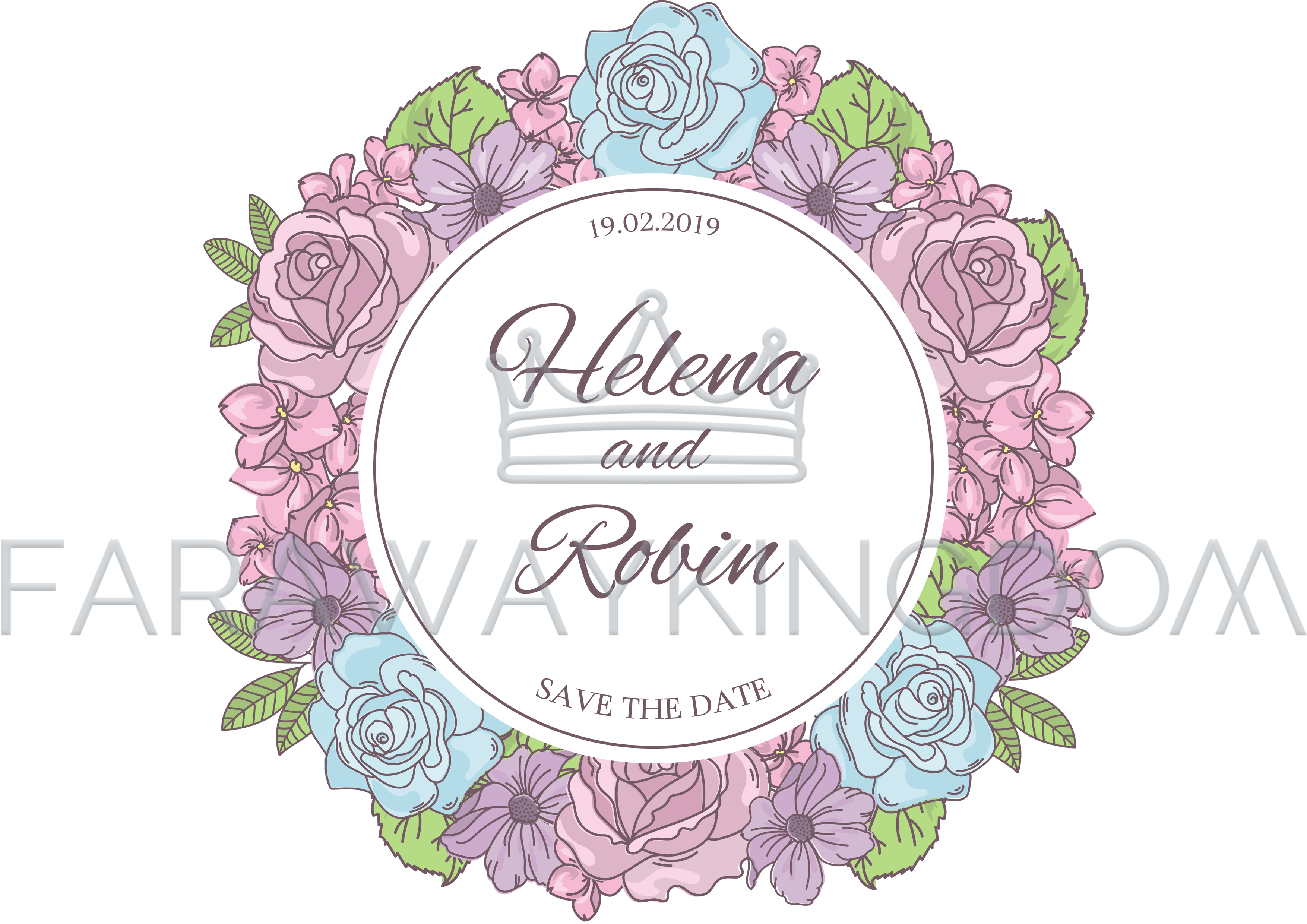 Floral Savethe Date Announcement PNG with transparent background