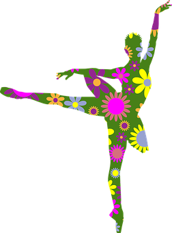 Floral Silhouette Dancer PNG with transparent background