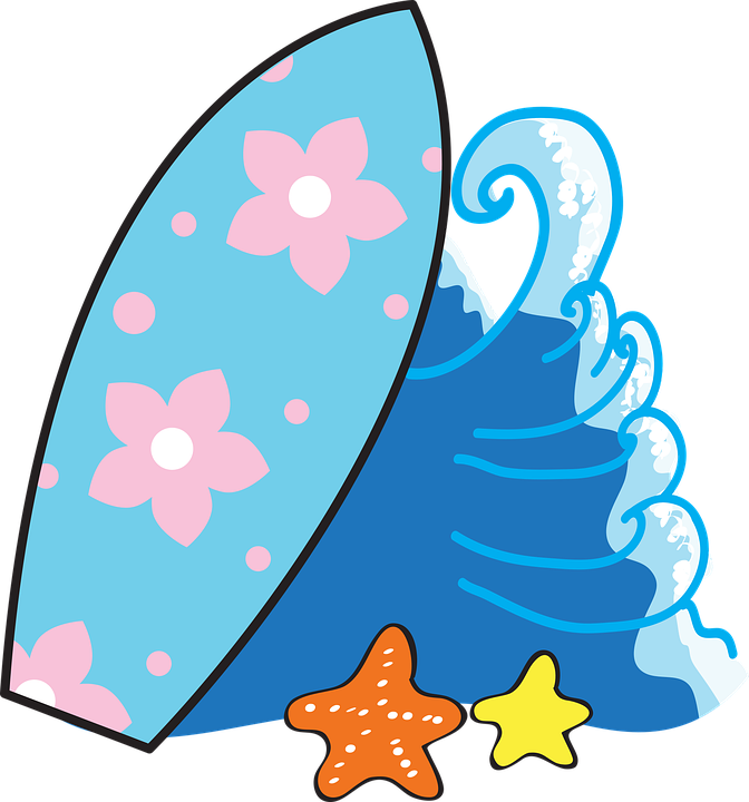 Floral Surfboardand Waves