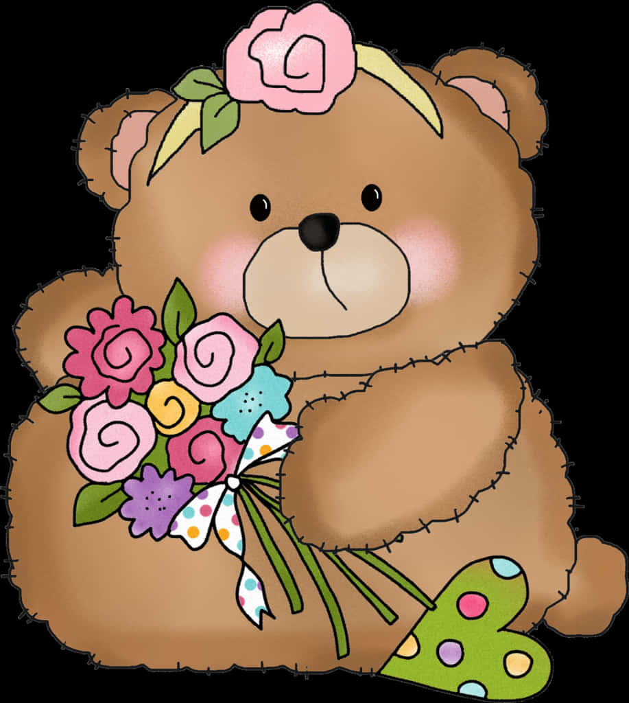 Floral Teddy Bear Illustration