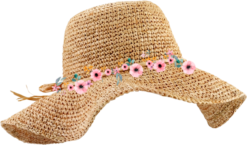 Floral Trimmed Straw Hat