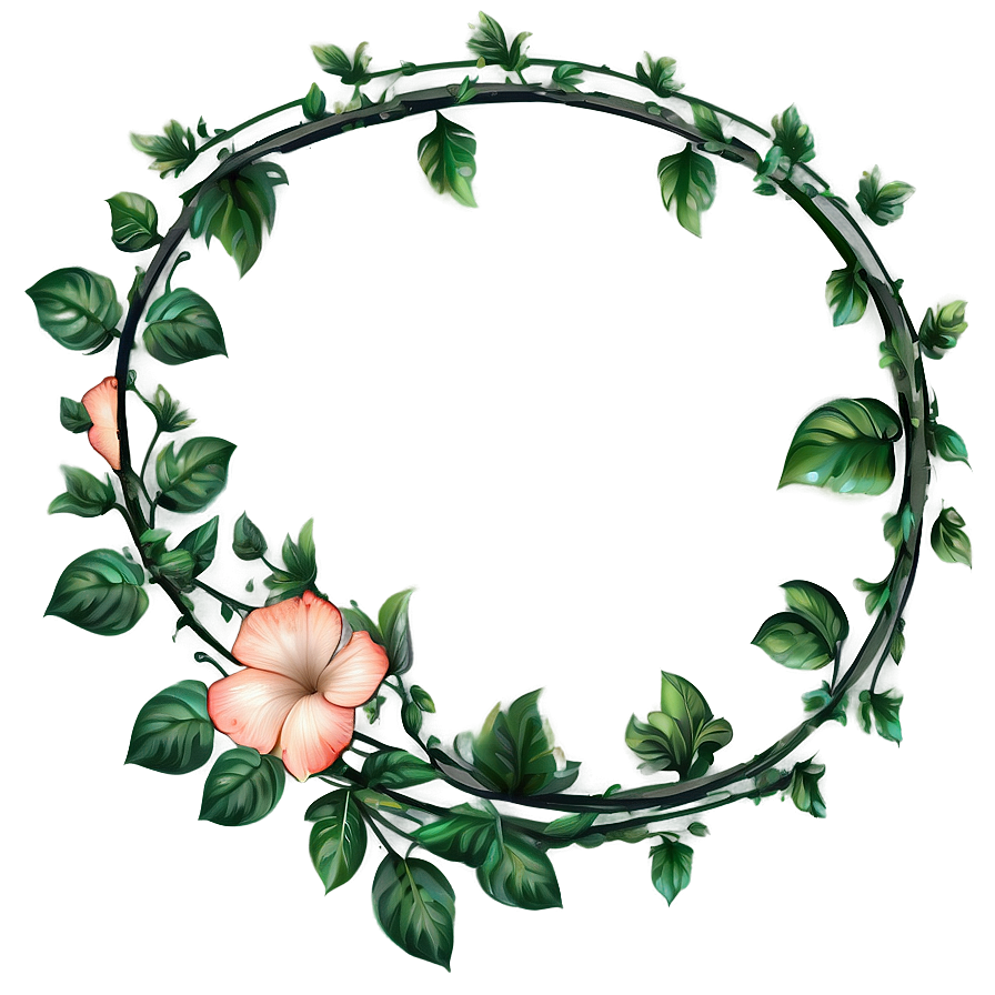 Floral Vine Circle Design.png PNG with transparent background