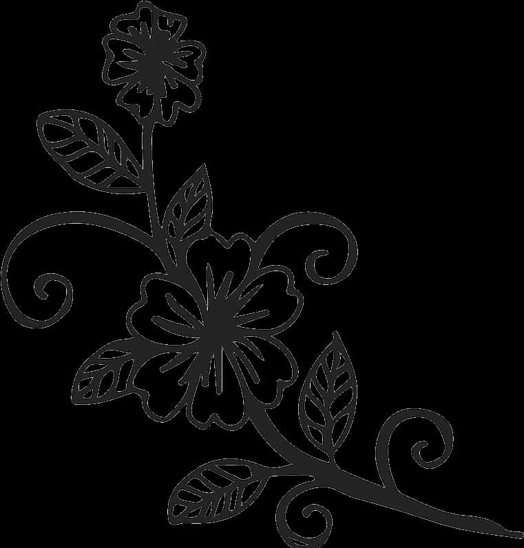 Floral Vine Silhouette Design PNG image with a transparent background, free high-resolution download