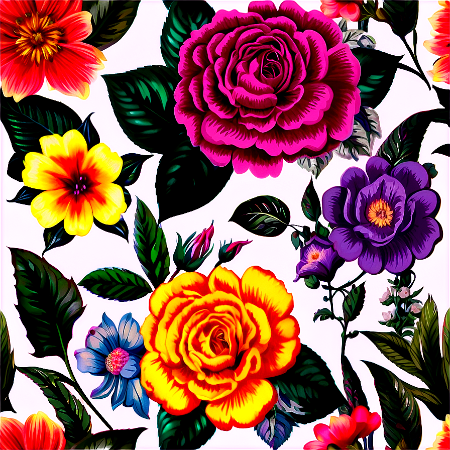 Floral Vintage Print Png 53