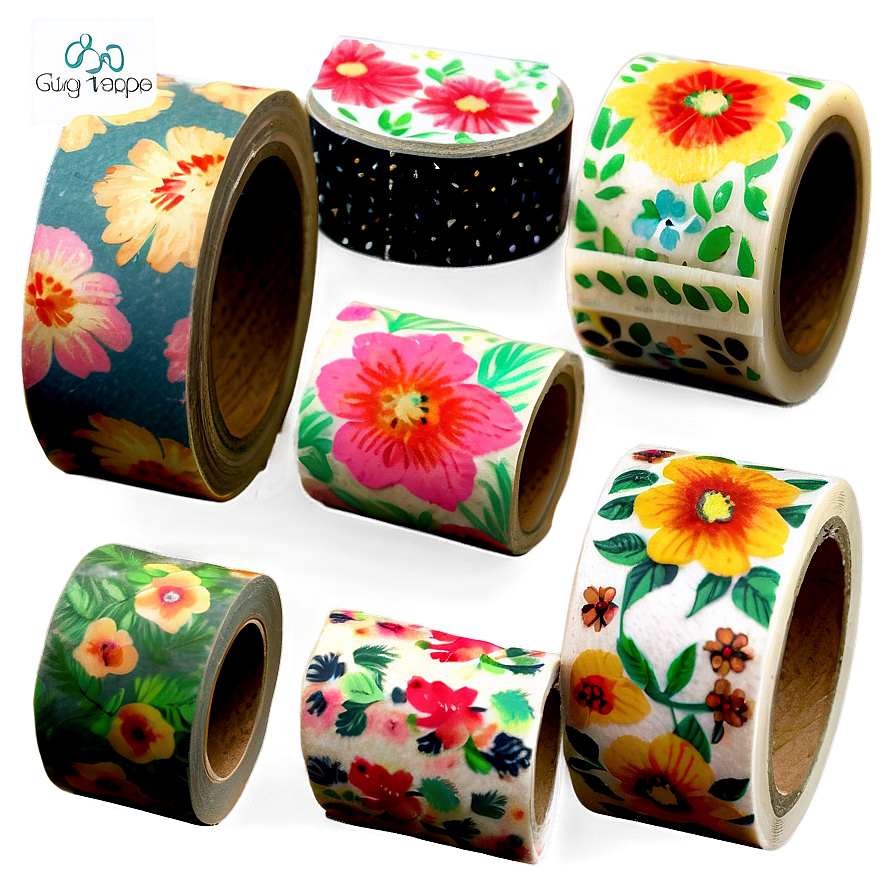Floral Washi Tape PNG gyr13 PNG with transparent background