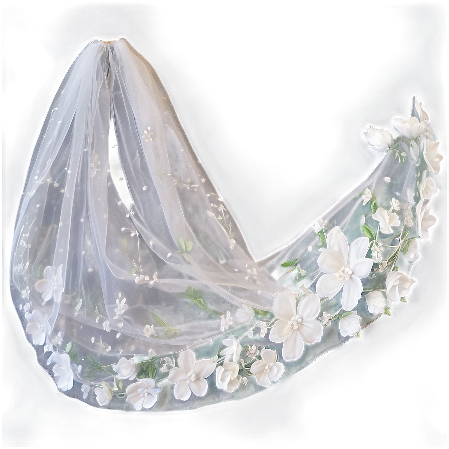 Floral Wedding Veil Png 06272024